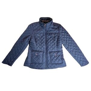 Women's Tommy Hilfiger Navy Quilted Fitted Jacket Coat Princess Seams Gorpcore